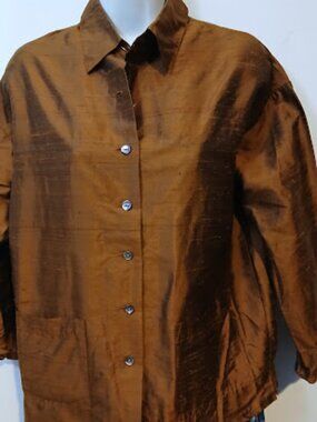 Chicos Design Sz 1 Bronze Silk Jacket top